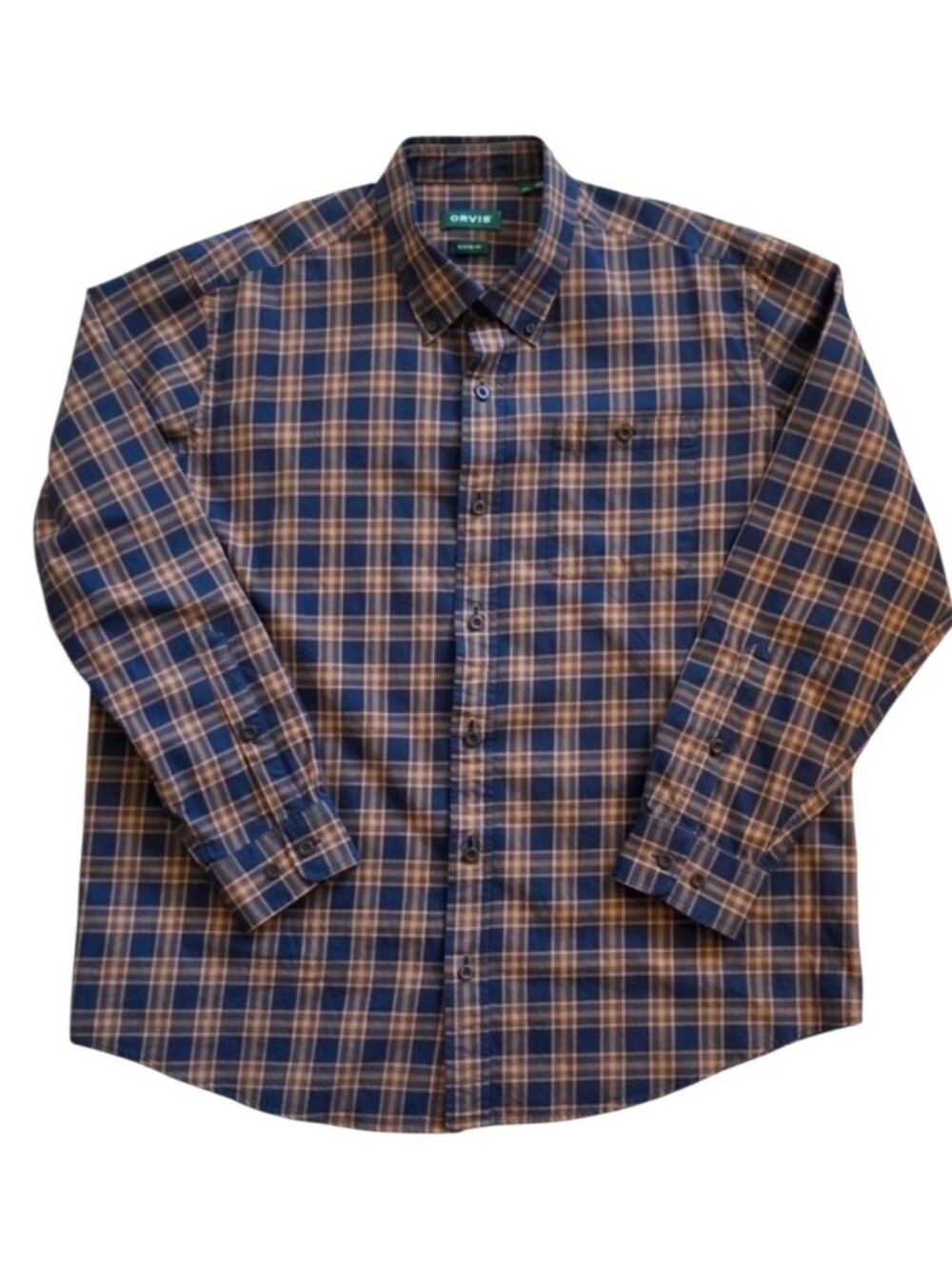 Orvis Signature Twill XL Plaid Button Down Shirt Extra Large Sustainable Outdoor